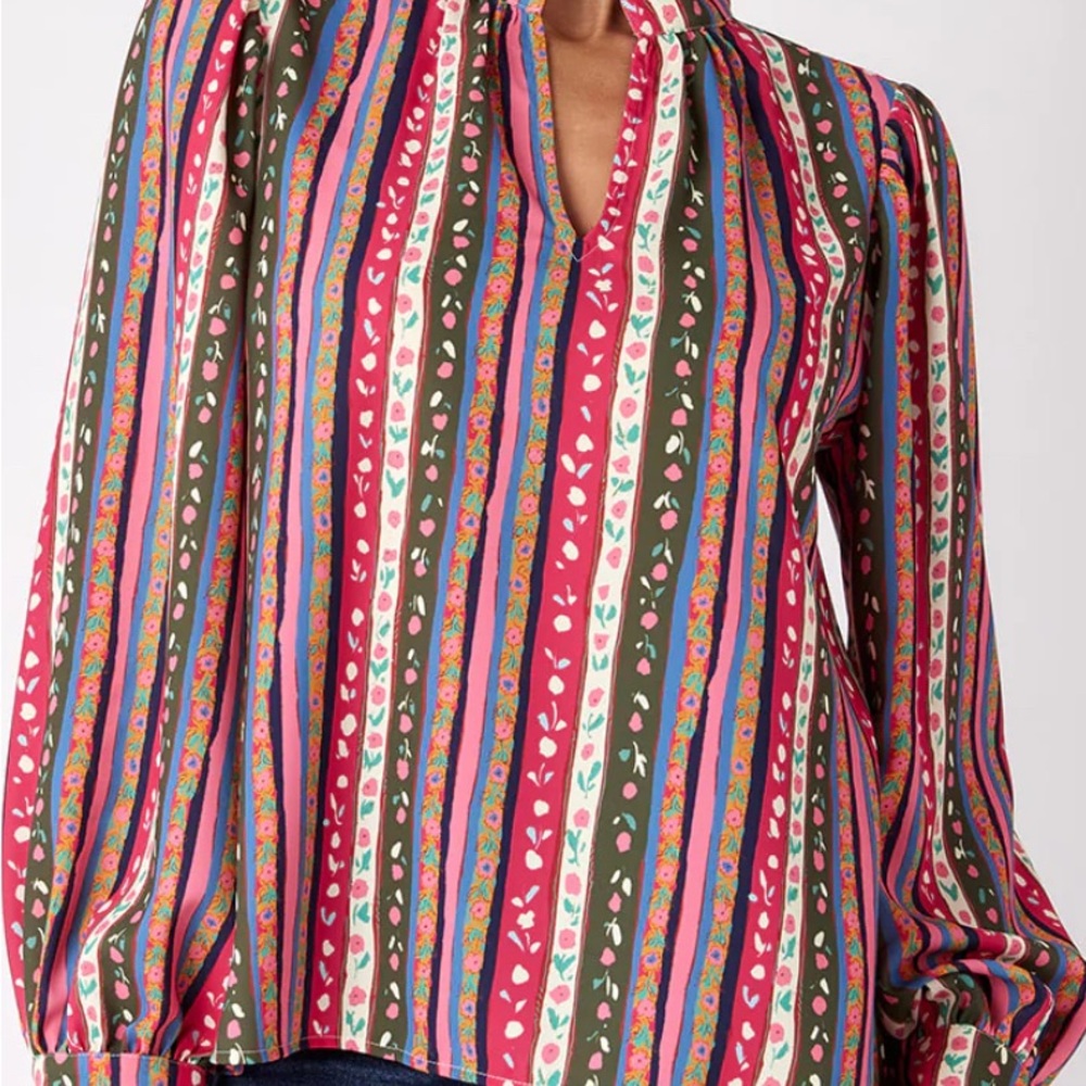 New With Tags Crosby By Mollie Burch Lydie Top in Botanic Stripe, Size Medium